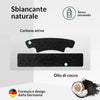 Utilizzo di strisce sbiancanti al carbone attivo per sbiancare i denti