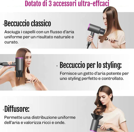Phon professionale ionico AirFusion Diamond per asciugatura rapida