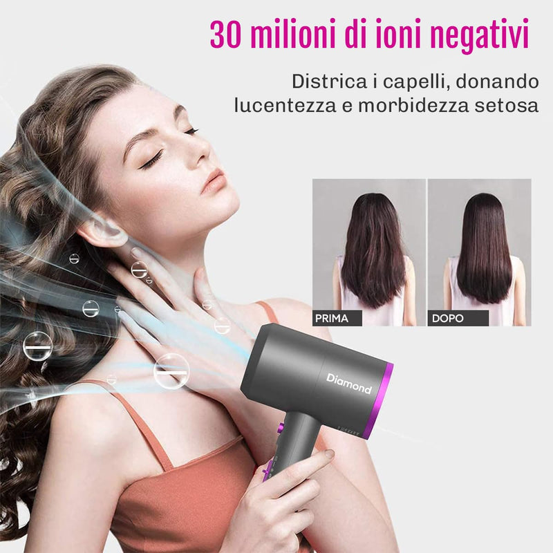 Asciugacapelli leggero ed ergonomico Diamond