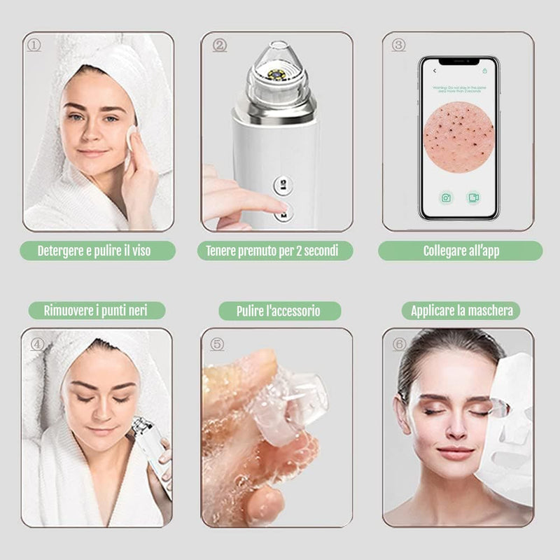 Aspiratore pori Diamond con tre testine intercambiabili