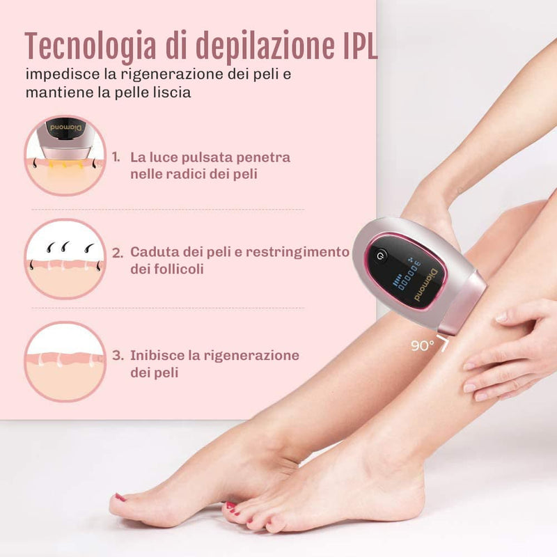 Dispositivo IPL Diamond per ridurre e rallentare la ricrescita dei peli