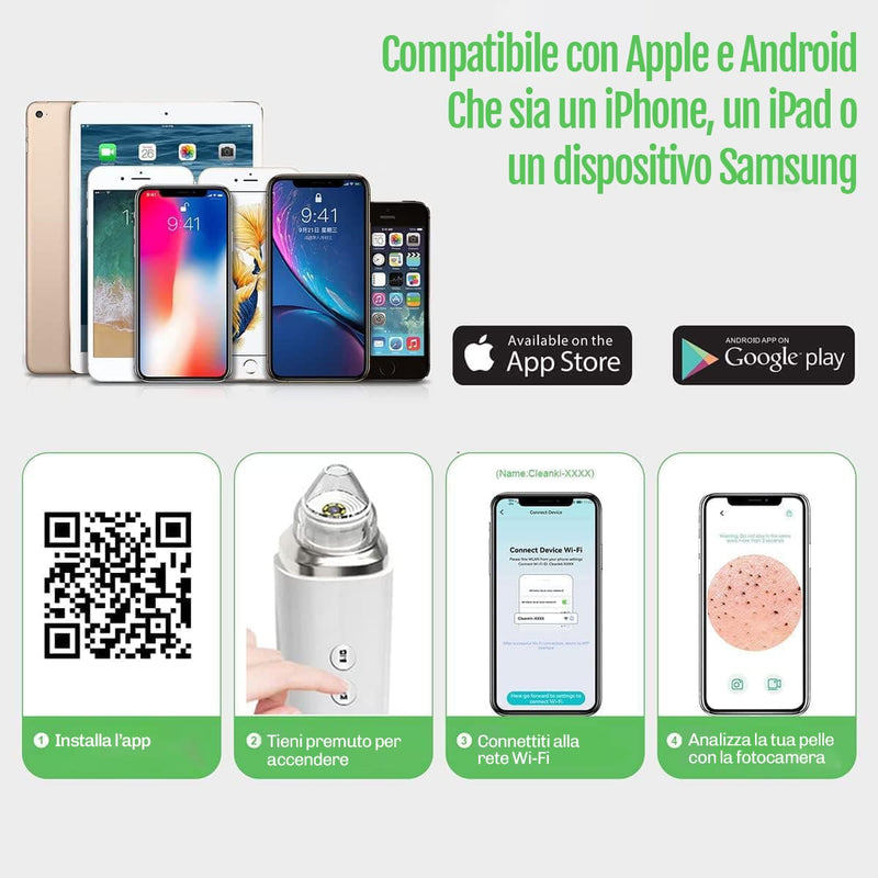 Dispositivo pulizia viso Diamond per rimuovere sebo e impurità