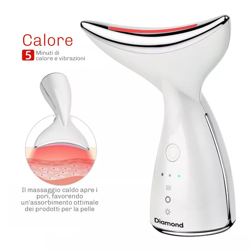 EMS viso Diamond con luce rossa per elasticità e rughe