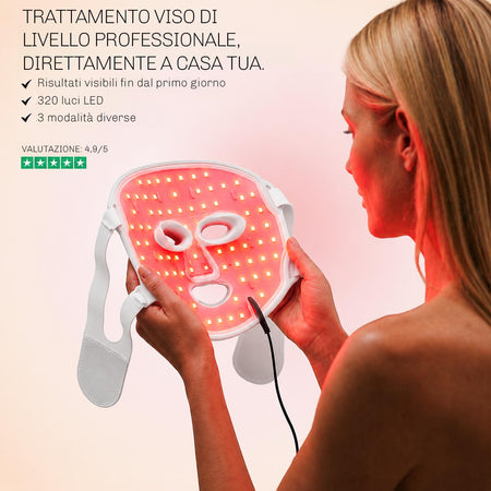 Maschera LED viso fototerapia Diamond per pelle più soda e luminosa