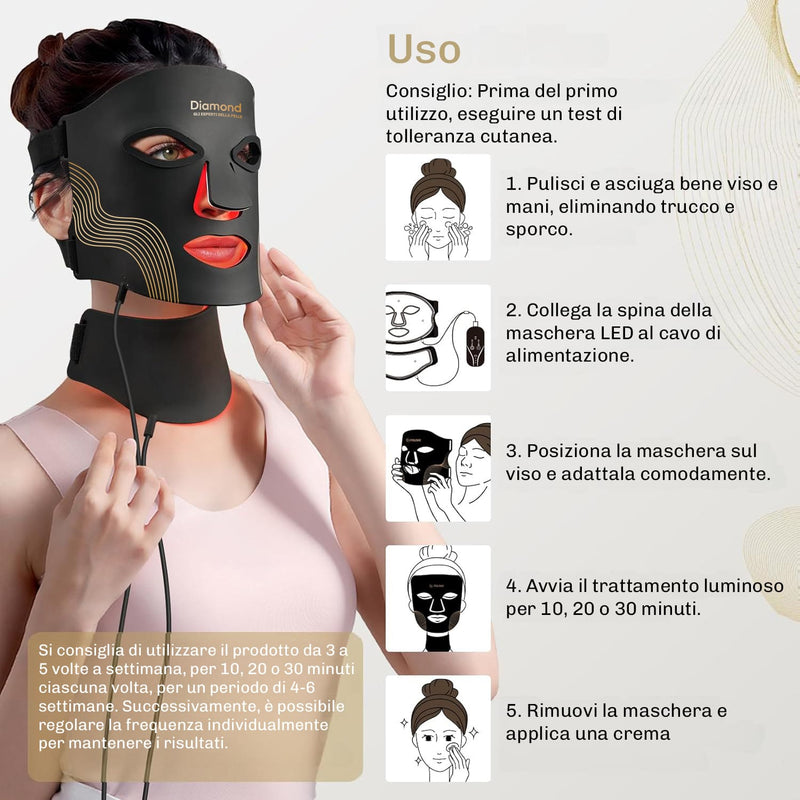 Maschera LED Diamond ricaricabile con USB C