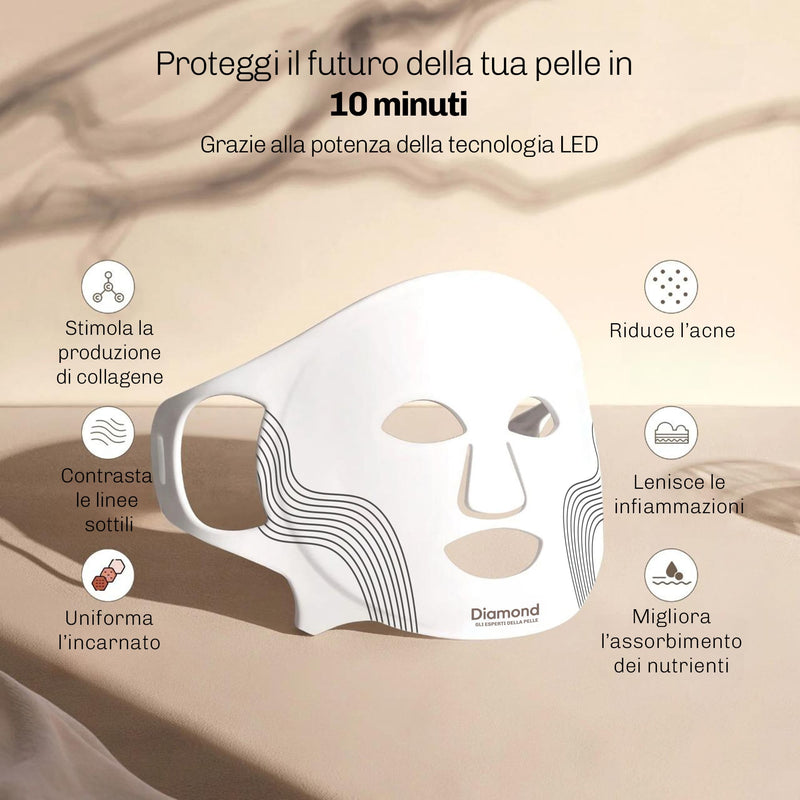 Maschera LED Diamond ricaricabile con cavo USB C