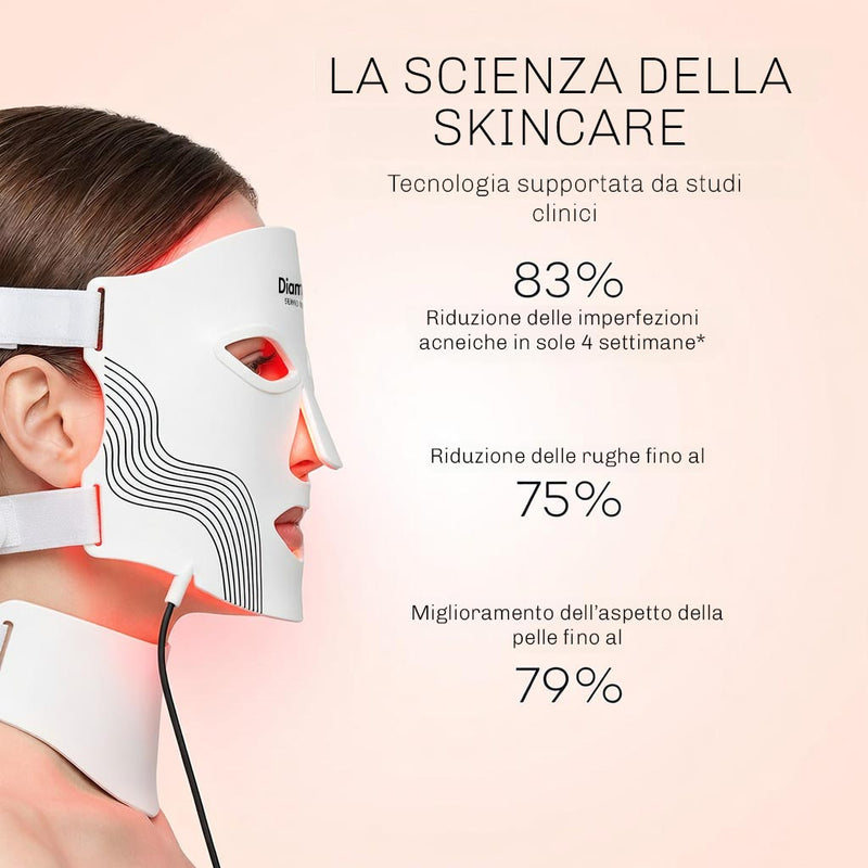 Maschera a luce rossa per una pelle piu liscia e uniforme