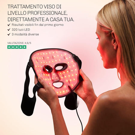 Maschera LED anti eta per una pelle piu tonica e luminosa
