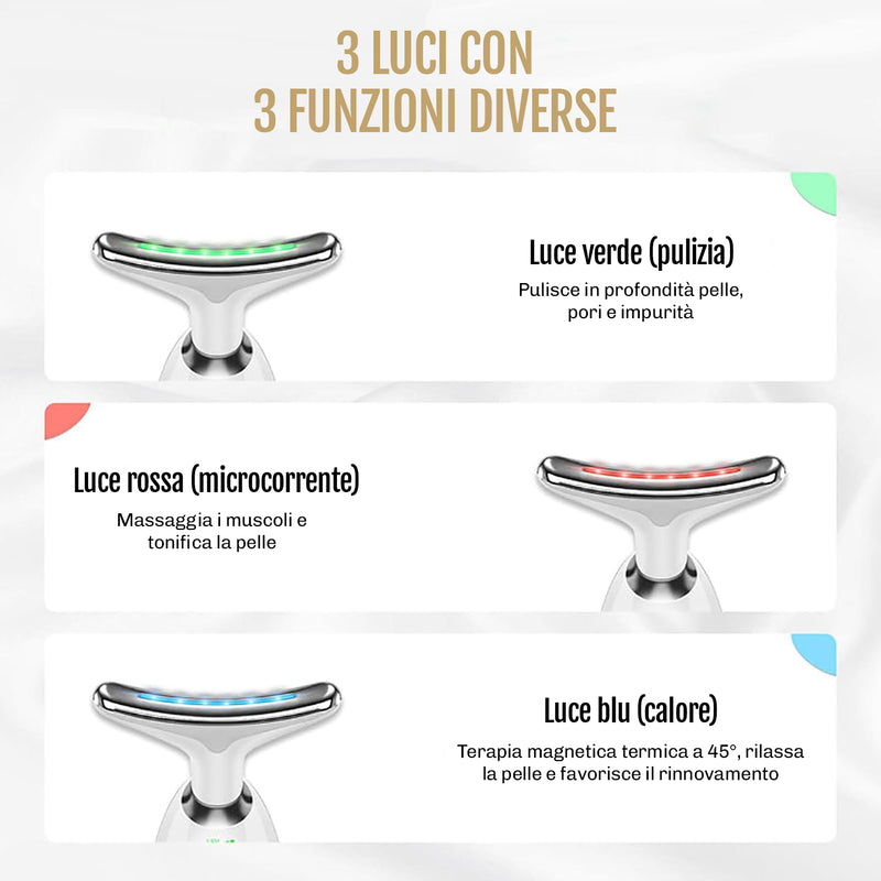 Massaggiatore vibrante viso Diamond con tecnologia LED