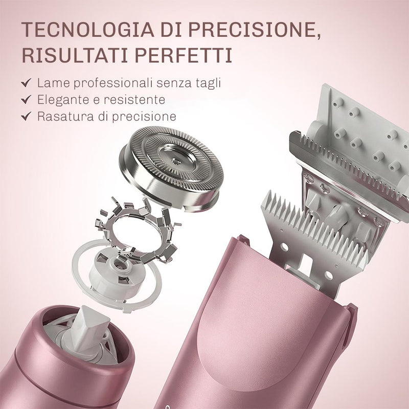 Mini trimmer elettrico da donna con utilizzo delicato sulla pelle