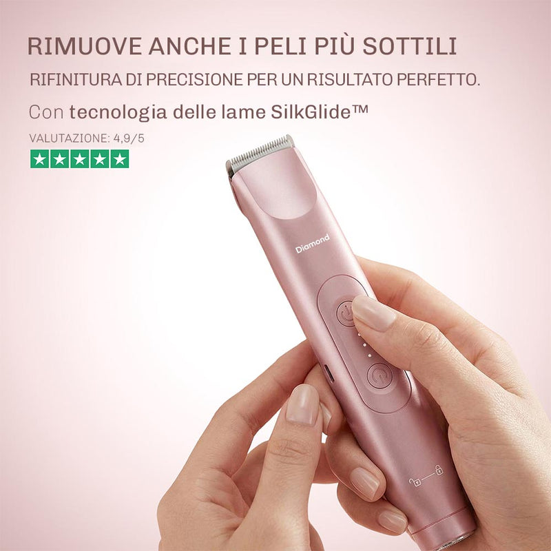 Mini trimmer con lame in ceramica ipoallergeniche per pelle sensibile