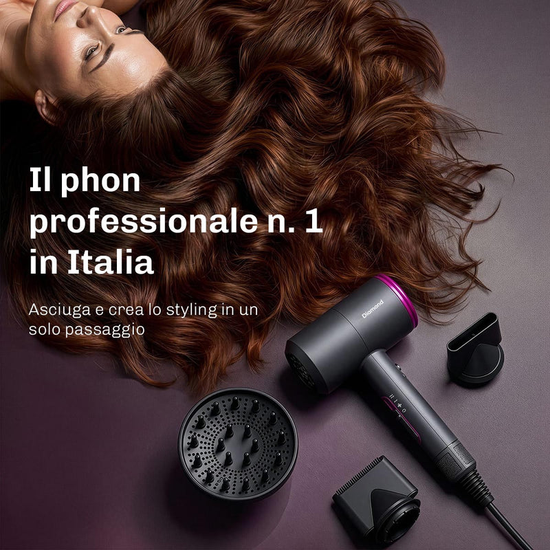 Phon professionale AirFusion per un'asciugatura veloce e risultati da salone direttamente a casa.