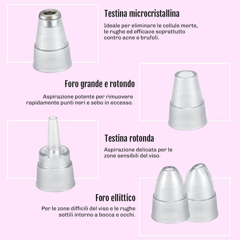 Pulizia pori profonda viso Diamond con aspirazione potente