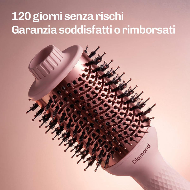 Spazzola asciugacapelli anticrespo per capelli lisci, brillanti e senza effetto statico.