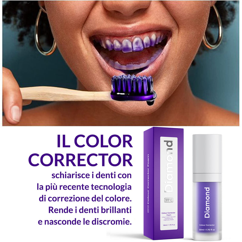 Siero correttivo del colore dei denti viola Diamond Smile - applicazione e spiegazione a casa propria